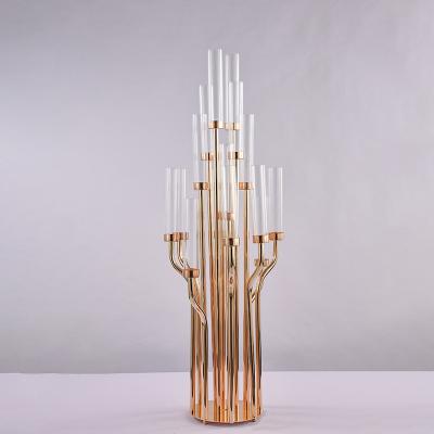 China New Design 16 Heads Candle Holder European Gold Candelabra Wedding Centerpieces and Table Decoration for Sale for sale