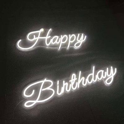 China Durable Customs Lead Acrylic Transparent Color Happy Birthday Party Led Neon Sign For Wedding Event Decoration for sale