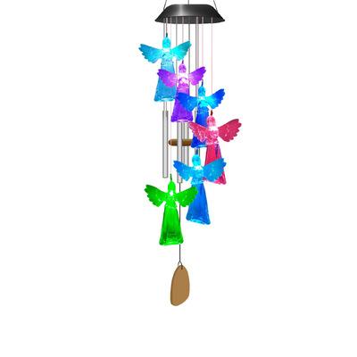 China Durable Purple Butterfly Bell Wind Rings Outdoor Solar Butterfly Lamp Butterfly Gift Bells Chandelier for Mother's Day Decoration for sale