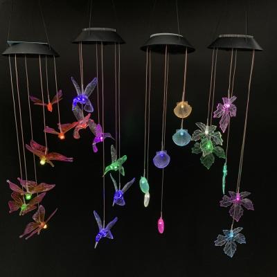 China Durable Butterfly Wind Chimes Outdoor Solar Lamp Chandelier Butterfly Wind Chimes Landscape Gardening Pendant Decoration for sale