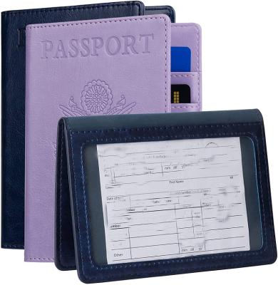 China Anti-theft Leather B1024-7 Friendly PU Embossed Logo Vaccine Cute Ticket Passport And Combo Card Holder for sale