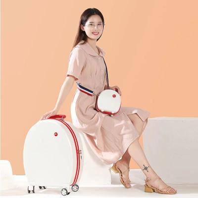 China Cute ABS Trolley Suitcase Cosmetic Travel Trolley BagsShell 2pc Carry On Luggage Set Hard Side Bag B917-6 for sale