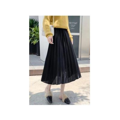 China Breathable Ladies Elegant Pleated Skirts Spring Autumn High Waist Classic Long Dresses And Maxi Skirts For Women for sale