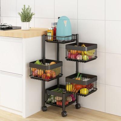 China 2021 Sustainable New Product 3 Tier 4 Tier 5 Tier Rack Multilayer Rotating Storage Vegetable Basket 360 Degree Rotating Rack for sale