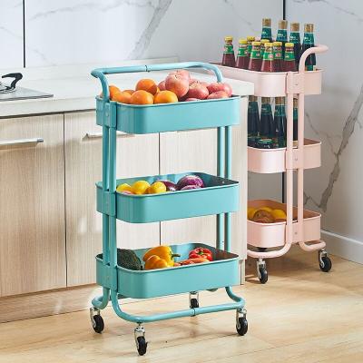 China Viable Nordic Popular 3 Tier Organizer Rolling Kitchen Trolley Home Cart for sale