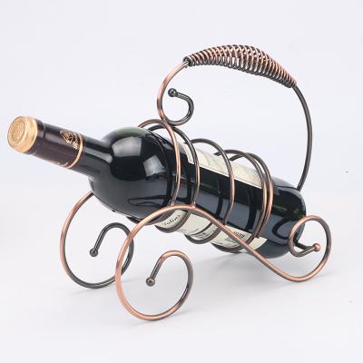 China Decorative Wine Bottle Holders Metal Wine Rack Bike Rack Countertop Viable Free Standing Storage Racks Tabletop Wine Rack for sale