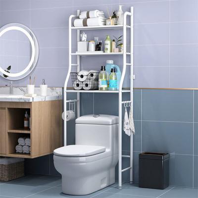 China 3 Layers Adjustable Toilet Rack Shelf Universal Bathroom Organizer Shelves Over Toilet Storage Rack With Towel Rack for sale