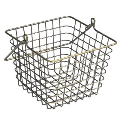 China 2021 Sustainable Retro Style Household Metal Wire Square Storage Baskets With Handle For Home for sale