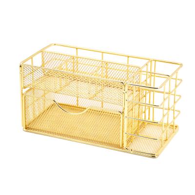 China Office Multi Compartment Wire Metal Purpose Drawer Stackable Stationery Organizer for sale