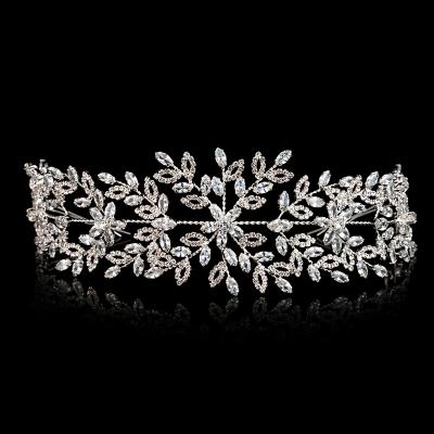 China Echsio Women Brass Copper Tiara Crown Fine Sparkling Zircon Jewelry Headpiece Hair Accessory For Wedding Bridal Accessories BC4688 for sale