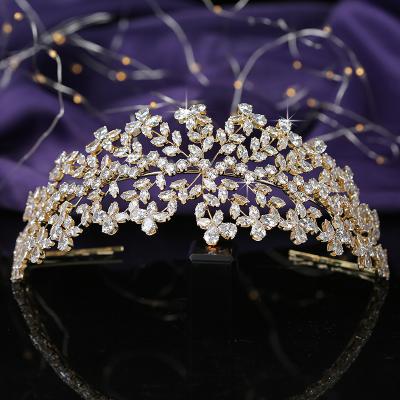 China Brass Bridal Head Combs Flower Design For Women Wedding Bridal Hair Accessories Party Tiaras And Crowns BC5461 Cubic Zircon Crown for sale