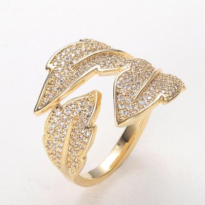 China Vintage Echsio Paved Cubic Zirconia Ring Size Adjustable Fancy Cocktail Ring Unique Designed Gold Ring Jewelry For Women CP354 for sale