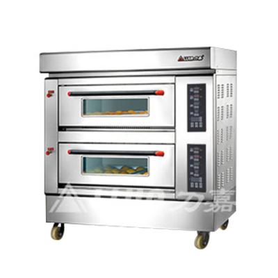 China Commercial Bread Bakery Machine Equipment 2 Decks 4 Tray Luxury Gas Oven For Pizza for sale