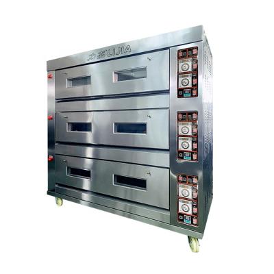 China Commercial Factory Price Bread Bakery Machine Factory Use 3 Deck 9 Trays Gas Electric Oven For Sale for sale