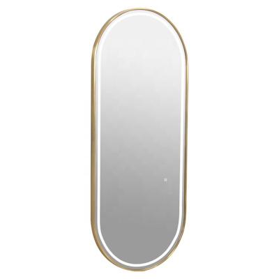 China Minimalist Modern LED Lighted Makeup Salon Metal Framed Wall Large Full Body Mirror for sale