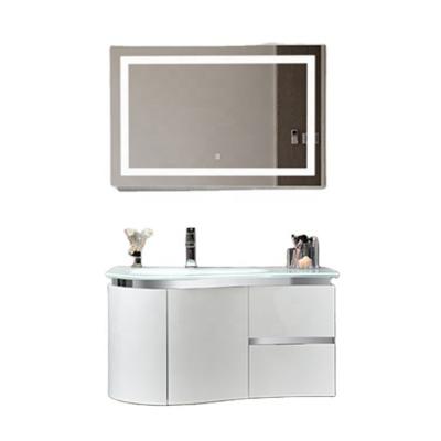 China Waterproof Environmental Friendly Wall Mounted PVC LED Mirrored Bathroom Cabinet Standing for sale