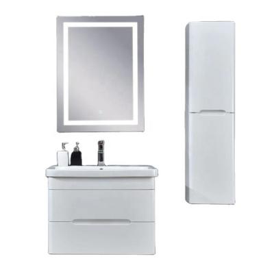 China Environmental Friendly Modern Design LED Lighted Mirror Bathroom Cabinet Single Sinks Vanity for sale