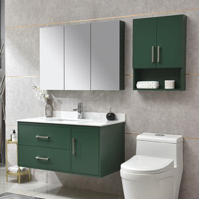 China Environmental Friendly PVC Single Green Wall Mounted Basin Vanity Bathroom Cabinet for sale