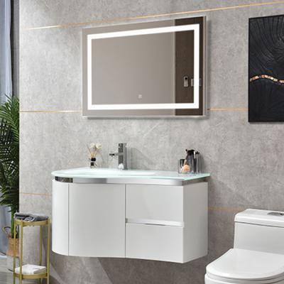 China Environmental Friendly Modern Home LED Lighted Mirror PVC Wall Bathroom Cabinet Furniture for sale