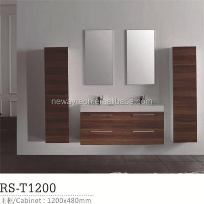 China New Environmental Friendly High Quality Plywood Wall Mounted Double Bowl Bathroom Vanity for sale