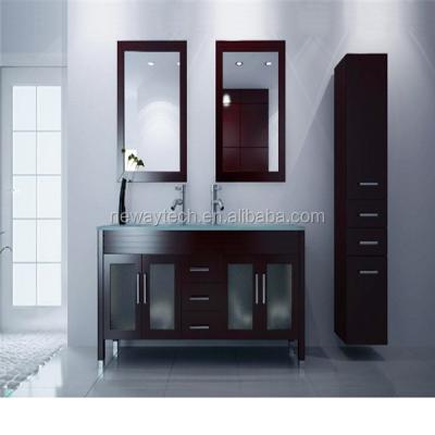 China Environmental Friendly Modern Type PVC Double Sink Bathroom Vanity With Side Cabinet for sale