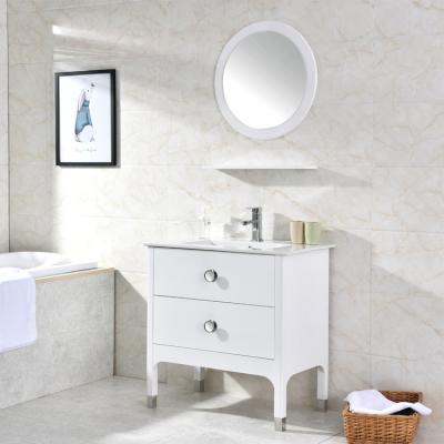 China Environment Friendly Modern Home Pvc Standing Bathroom Cabinet With Mirror Shelf for sale