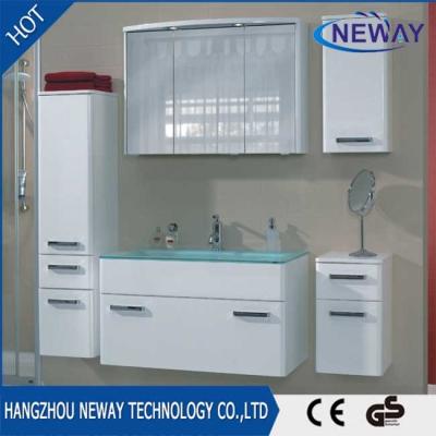 China Environmental Friendly Wholesale PVC Toilet Vanity Cabinets With Glass Basin for sale