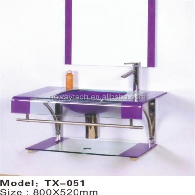 China Modern Cheap Wall Mounted Glass Bowl Table Top Basin Bathroom Sink With Mirror for sale