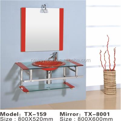 China Modern Wholesale Wall Mounted Glass Wash Basin Design , Glass Wash Basin With Mirror for sale