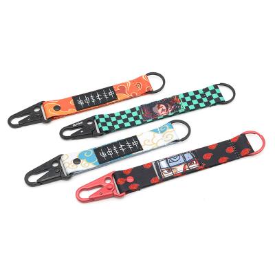 China For Gifts Promotional Gifts Metal Carabiner Sports Motel Sublimation Anime Logo Charm Nylon Ornamental High Quality Customized Key Chain With Woven Label for sale