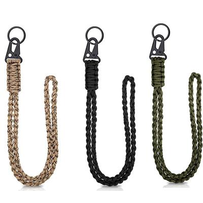 China Promotioanal Gifts / Give Away Outdoor O Ring Black Carabiner Heavy Duty Braided 550 Paracord Neck Lanyard Keychain for sale