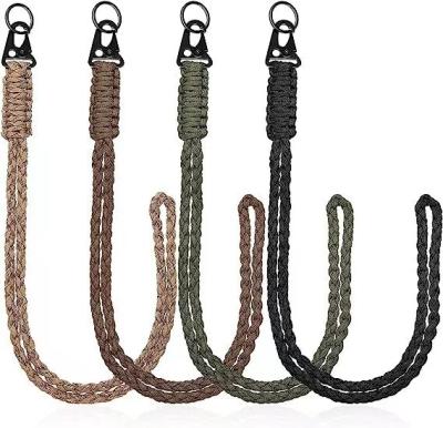 China Promotioanal Gifts/Give Away Customized Handmade Personalized Outdoor Sports Nylon Braided HK Key Chain Valorant Military Green Camouflage Lanyard for sale