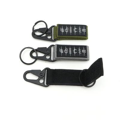 China Promotioanal Gifts / Give Away Business Custom Nylon High Quality Tactical Lanyard Clips Key Chain With Woven Label for sale