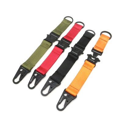 China For Giveaway Gifts Blank Promotional Custom Ornamental Plain Short Strap Heavy Duty Metal Buckle Hanging Staples Tactical Sublimation Keychains for sale