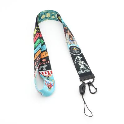 China Promotioanal Gifts/Give Away Accessories Black Anime Cute Sublimation Custom Key Chain Long Strap Design Designer Lanyard With Metal Clips Hooks for sale