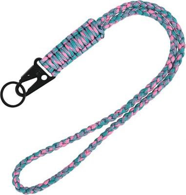 China Promotioanal Gifts / Give Away Outdoor Activities Heavy Duty Neck Keychains Durable Strap Metal Plate Braided Paracord Lanyard For ID Card Camera Wallet Keys for sale