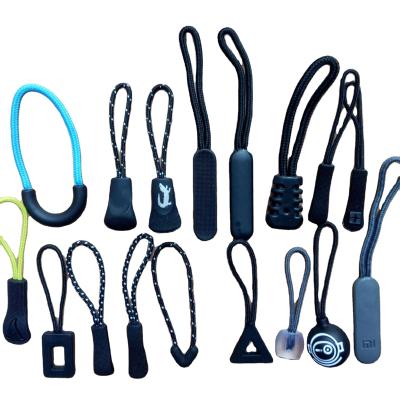 China Popular Well-designed Nickel Free String Rope Slider Silicone Rubber Zipper Puller for sale