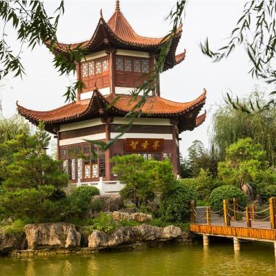 China Pabellón hexagonal esmaltado piso doble del Gazebo de la teja de tejado para el parque y el paisaje en venta