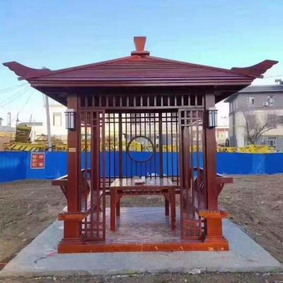 China Hete Verkopende Openluchtpergola Houten Grill Gazebo met Omheining Solid Wood Pavilion Te koop