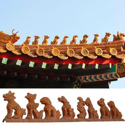 China Twice Sintering Chinese Roof Decoration Antique Building Glazed Roof Ornament Tile zu verkaufen