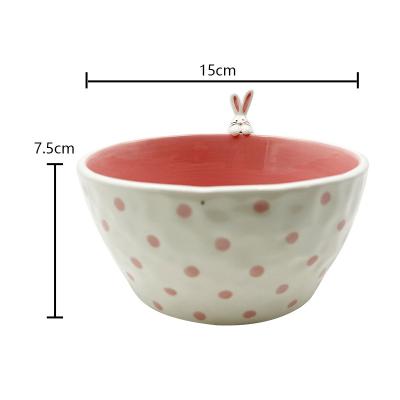 China Casa Cerámica Punto Rosa Decal Ornamento Conejo Envases de porcelana impresos a medida en venta