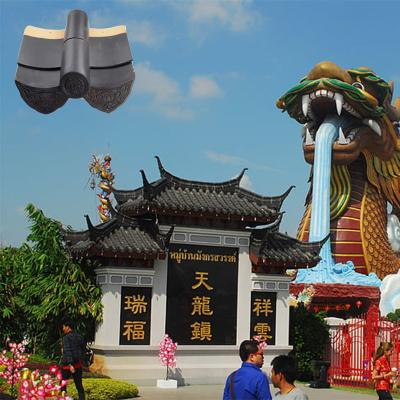 中国 Chinese Style Traditional Thailand Temple Palace Ceramic Interlocking Roof Tiles Black Color Shrine House 販売のため