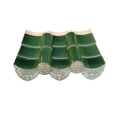 China Eco-Friendly Chinese Temple Roof Tile Sustainable Clay Green Pagoda Building Solution for sale