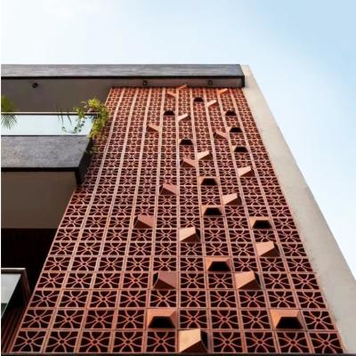 China 800 Centigrade Heat Insulation Red Terracotta Breeze View Clay Building Block For Modern Decorative Exterior Wall View for sale