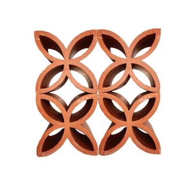 China Red Perforated Terracotta Fire Bricks Traditional Style Chinese Window Decorative Hollow Brick for sale