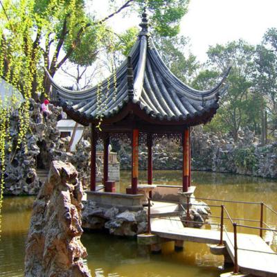 China Handmade Outdoor Wooden Pergola 3.2m Chinese Pavilion Hexagon Wood Gazebo for sale