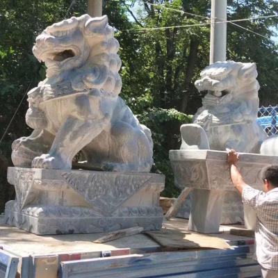 China Chinese-Grey Palace Stone Lion Statues-Piazza-Hand schnitzte Marmor-Lion Sculpture zu verkaufen