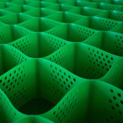 China Hdpe Gravel Grid Geocell For Road Soil Stabilization 445mm Green Color for sale