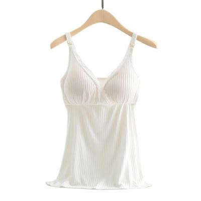 China Front Open Button Bra Breastfeeding Care Tank Top Breathable Comfortable Maternity Sleepwear for sale