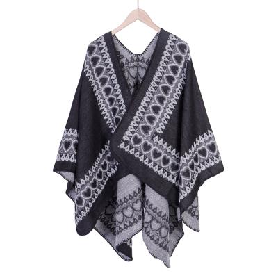 China Pashmina Shawl Print Heart Cashmere Winter Poncho Women Scarf Cape Elegant Warm Vintage Cute Acrylic Scarves Long for sale